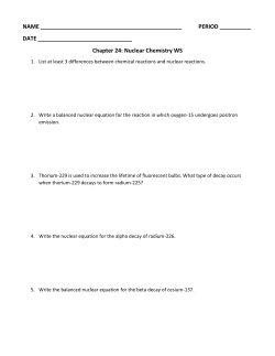 Chapter 24: Nuclear Chemistry WS
