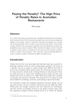 The High Price of Penalty Rates in Australian - ANU Press