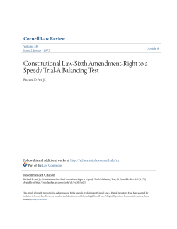 Constitutional Law-Sixth Amendment-Right to a Speedy Trial