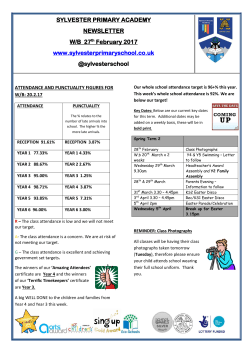 SYLVESTER PRIMARY ACADEMY NEWSLETTER W/B 27th