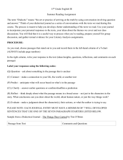 11th Grade English III Summer Reading Assignment 2015-2016