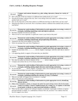 Grade 6, ELA Unit 1: Activity 1
