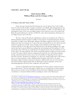 POETRY AND WAR Dark Satanic Mills: William Blake