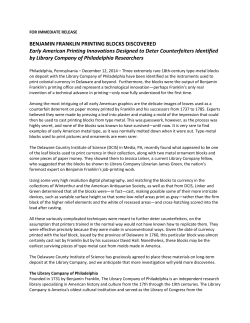 Benjamin Franklin Printing Blocks Discovered