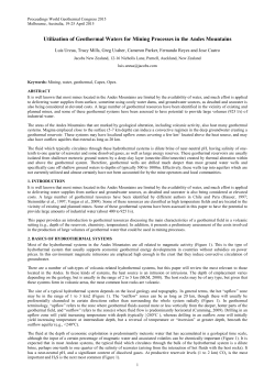 Utilization of Geothermal Waters for Mining Processes in the Andes