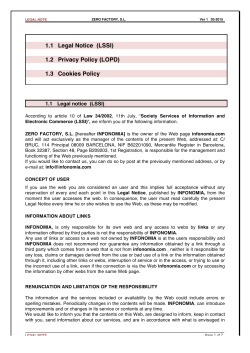 1.1 Legal Notice (LSSI) 1.2 Privacy Policy (LOPD) 1.3 Cookies Policy