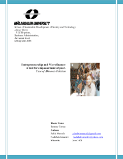 Entrepreneurship and Microfinance