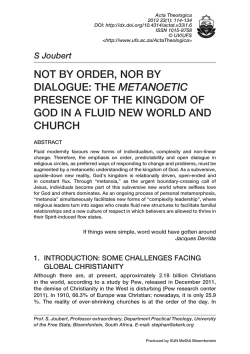 NOT BY ORDER, NOR BY DIALOGUE: THE METANOETIC
