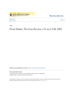 Front Matter, The Iowa Review, v.32 no.2, Fall, 2002
