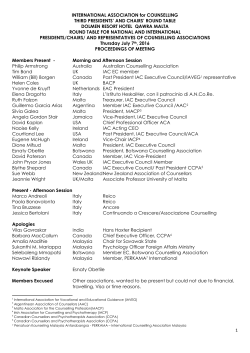 1 INTERNATIONAL ASSOCIATION for COUNSELLING THIRD PRESIDENTS` AND