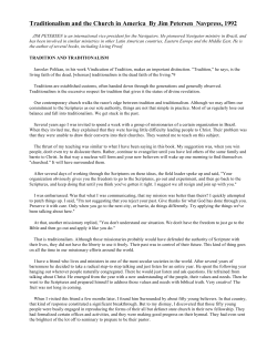 Traditionalism and the Church in America By Jim Petersen Navpress
