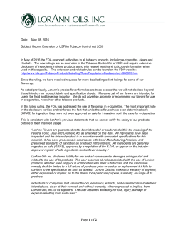 Statement regarding the May 2016 FDA Tobacco