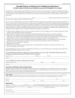 Durable Power of Attorney for Healthcare Decisions