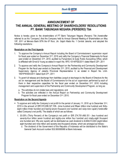 ANNOUNCEMENT OF THE ANNUAL GENERAL