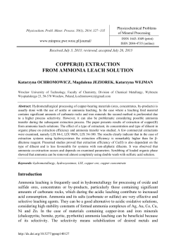 COPPER(II) EXTRACTION FROM AMMONIA LEACH SOLUTION