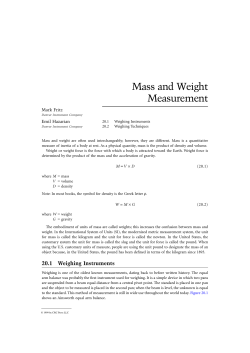 Mass and Weight Measurement