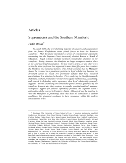 Articles Supremacies and the Southern Manifesto