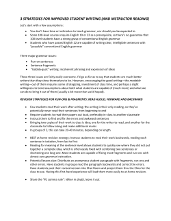 Three Strategies of Improved Student Writing Handout