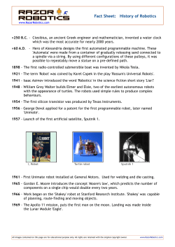 Razor Robotics Fact Sheet: History of Robotics