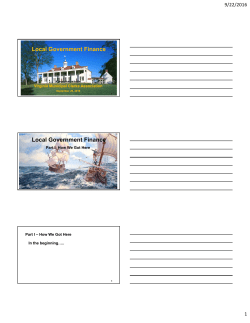 Local Government Finance Local Government Finance