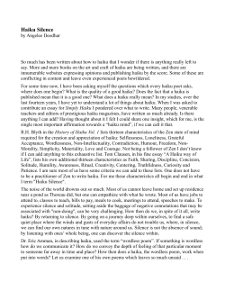 Haiku Silence - The Haiku Foundation