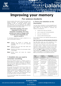 Improving your Memory (Science)