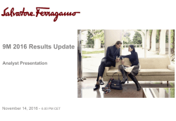 9M 2016 Results Update - Ferragamo Group
