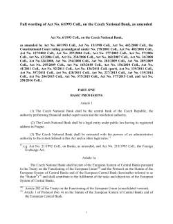 Act on the Czech National Bank