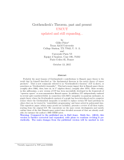Grothendieck`s Theorem, past and present - Math TAMU