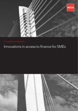 Innovations in access to finance for SMEs