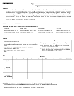 Mini Lab #6 &ndash; Flame Tests Name: Partner:______