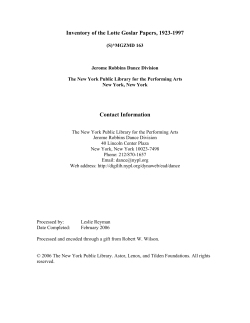 Lotte Goslar Papers - New York Public Library Archive