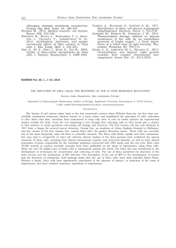 KOSMOS Vol. 65, 1, 1&ndash;10, 2016 THE DISCOVERY OF HELA CELLS