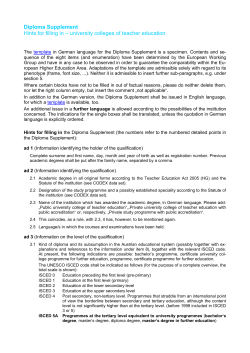 Diploma Supplement. Hints for filling in &ndash; university colleges of