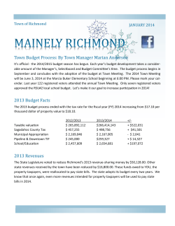 Town Budget Process: By Town Manager Marian Anderson 2013
