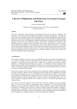 A Review of Diplomatic and Democratic Governance in Egypt and