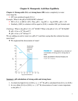 Chapter 8: Monoprotic Acid