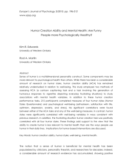 Humor Creation Ability and Mental Health: Are Funny People more