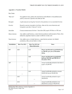 Micro-Brewery Taxation Models
