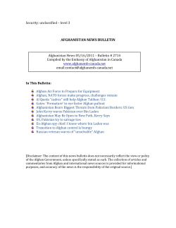 afghanistan news bulletin - Embassy of Afghanistan of Ottawa