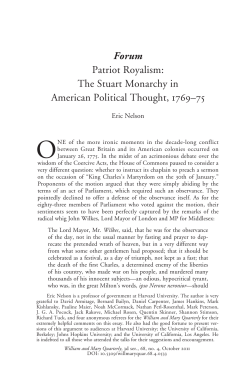 Forum Patriot Royalism: The Stuart Monarchy in American Political