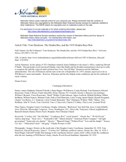 Tom Dennison, The Omaha Bee, and the 1919 Omaha Race Riot