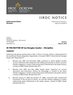 In the matter of Ian Douglas Sauder &ndash; Discipline