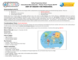 unit of inquiry for preschool