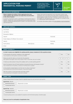 ApplicAtion for rESiDEntiAl pArKinG pErmit