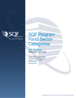 SQF Program Food Sector Categories