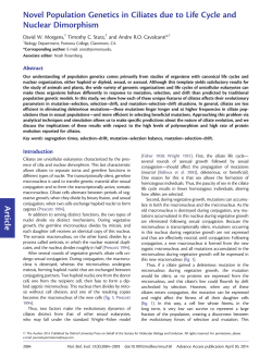 Article Novel Population Genetics in Ciliates due