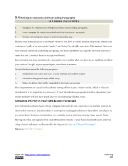 Writing for Success Writing Introductory and Concluding Paragraphs