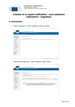 Creation of an export notification &ndash; pure substance (chloroform