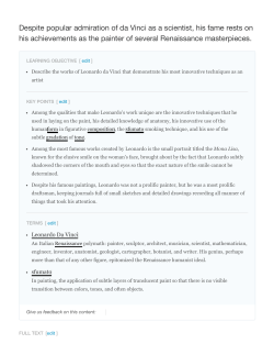 Despite popular admiration of da Vinci as a scientist, his